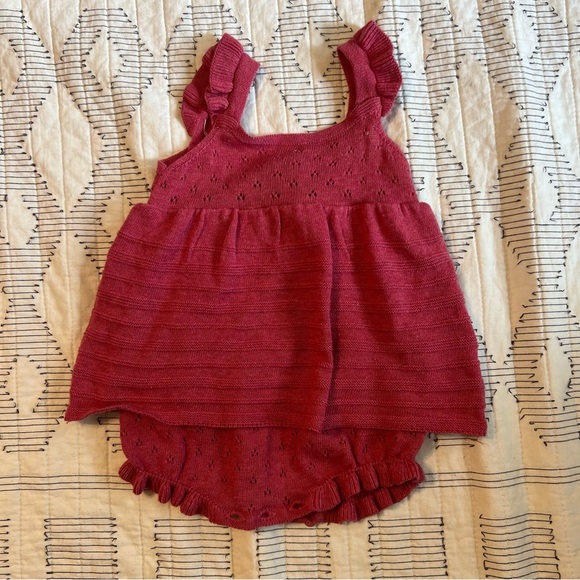 stitch & bean Other - Bebe au Lait Pink Ruffled Blouse with Smocked Bodice